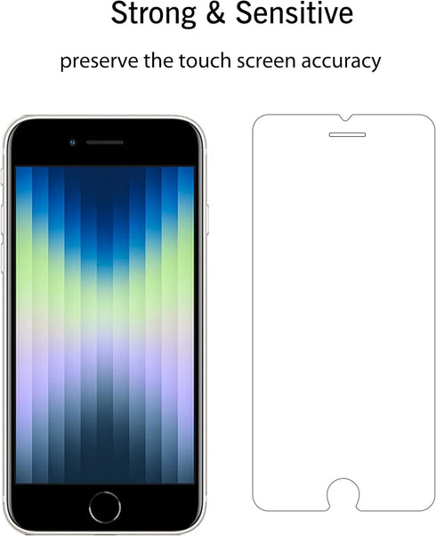 Ailun 2Pack Tempered Glass Screen Protector for iPhone SE 2020/2022, 0.33mm, 4.7 Inch, Case Friendly, 2nd/3rd Gen.