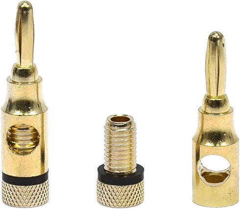 Monoprice 109437 Gold Plated Speaker Banana Plugs – 5 Pairs, Open Screw Type for Home Theater and Wall Plates