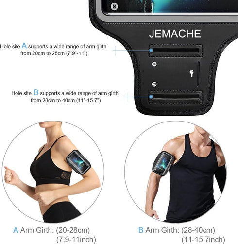 Galaxy S10 S9 S8 Armband, JEMACHE Gym Running Phone Arm Band for Samsung Galaxy S10/S9/S8/S7 Edge, Black