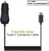 Cellet High Powered 3Amp Fast Charging 15Watt Dual USB Port Car Charger with 4ft Long Type-C Cable