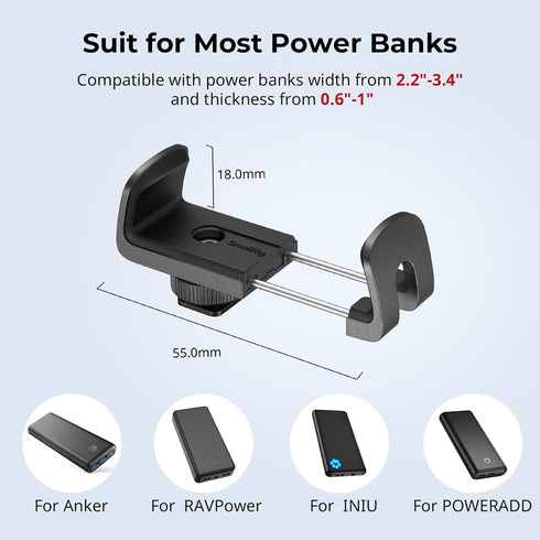 SMALLRIG Power Bank Holder with Cold Shoe Mount, Adjustable Clamp for Camera Rig and Phone Cage - 4600