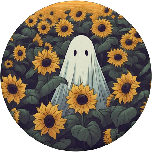 Retro Ghost Sunflower Floral Design | Halloween Women Graphic PopSockets Standard PopGrip
