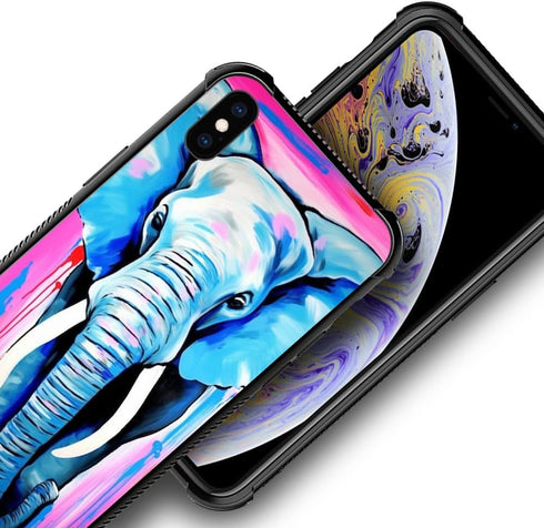 Compatible African Elephants Pattern Design Shockproof Case for iPhone X/XS, Anti-Scratch Hard PC Back Case