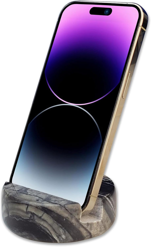 Marble Phone Stand, Luxurious Marble Holder for Cellphone Tablet, Desk Phone Stand with Non-Slip Silicone Dots