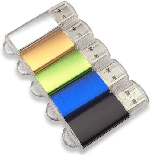 USB Flash Drives 2.0 Metal Key Pack of 5 Colors (512MB, Smaller Than 1GB, Blank)