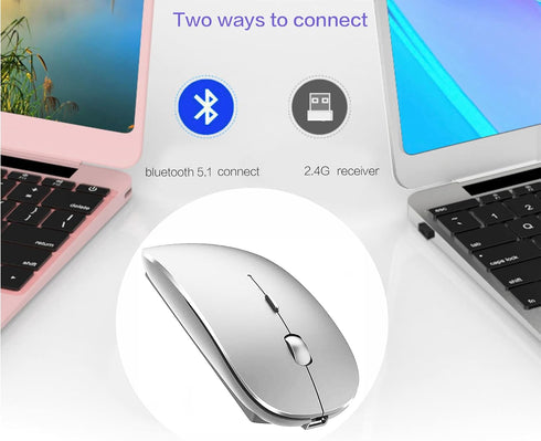 Rechargeable Bluetooth Mouse for Laptop iPad Pro Air MacBook Wireless Mac Chromebook Win8/11 Desktop Computer