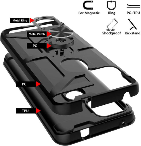 Jeylly for TCL Revvl 5G Case with 2 Pack Tempered Glass Screen Protector, Shockproof Protective Cover, Black
