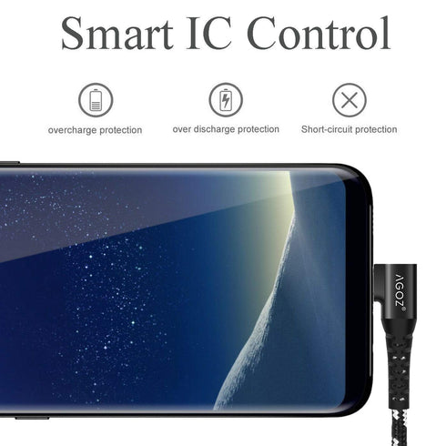AGOZ 1ft Short USB C Cable, Fast Charger 90 Degree Right Angle Cord for Samsung Galaxy S24/S23/S22/S21, iPhone 15 Pro