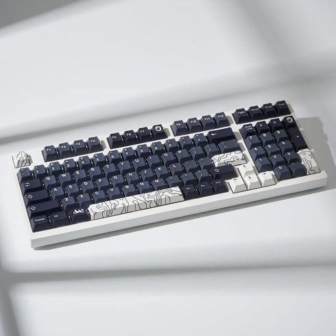 4pcs White Topographic Keycaps, PBT Cherry Profile Dye-Sublimation Custom Keycap Set for Mechanical Keyboards