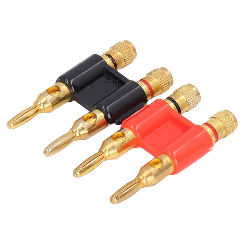 2Pcs Stackable Dual Banana Plugs for Speaker Wire, Brass Male Plug 2 Way Banana Connectors