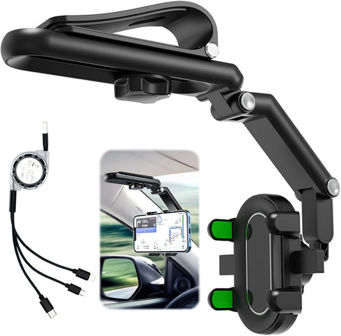 DOUBFIVSY 360 Rotatable Car Sun Visor Phone Holder, Compatible with iPhone 13/12 Pro Max, Galaxy Z Fold 3/S21/S22