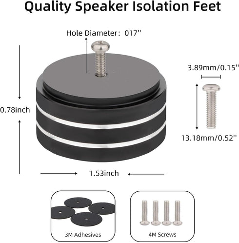Monosaudio 4Pcs 40x20mm Speaker Isolation Feet, Single-sided 3M Adhesives, Speaker Spike Pads with Non-Slip Rubber