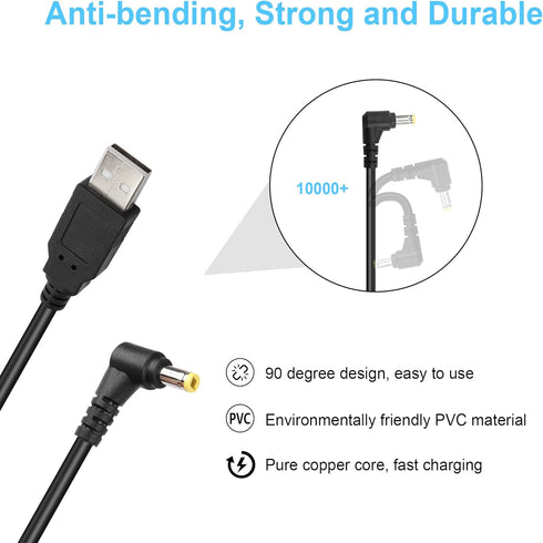 GINTOOYUN USB to DC Power Cable, USB 2.0 Male to 90 Degree Angle DC5525 Male Power Extension Charge Cord for LED Strip,