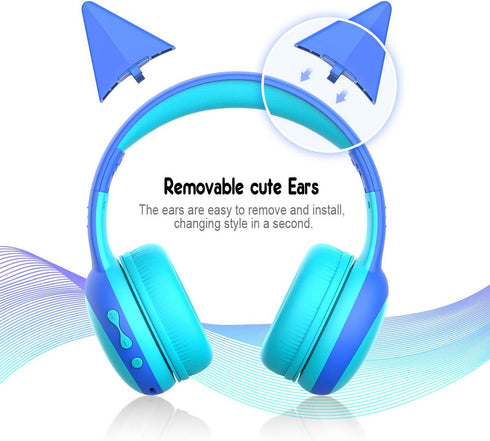 gorsun Bluetooth Kids Headphones with Microphone,Children's Wireless Headsets with 85dB Volume Limited Hearing Protection,Stereo Over-Ear Headphones for Boys and Girls (Blue)