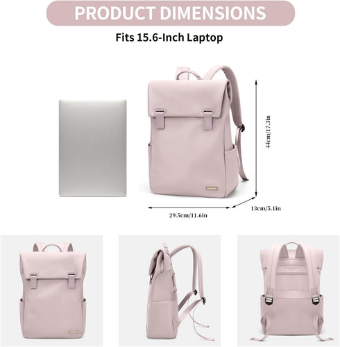 Women’s Waterproof Laptop Backpack for 15.6 Inch Notebook, Travel Commute College (Dusty Pink)