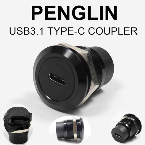 2PCS USB 3.1 Type C Panel Mount Coupler, Female to Female USB-C Feed Thru Converter Adapter with Dust Cover