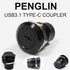 2PCS USB 3.1 Type C Panel Mount Coupler, Female to Female USB-C Feed Thru Converter Adapter with Dust Cover