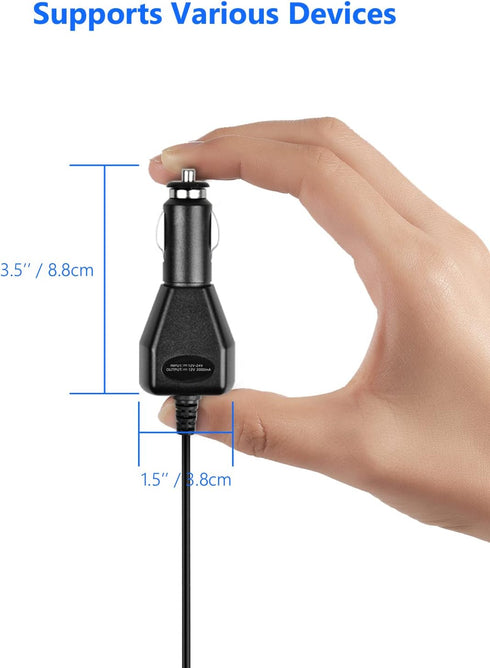 DC 12V Car Charger for Portable DVD Player, Replacement Car Cigarette Lighter Adapter Power Cord, 6ft Extra Long