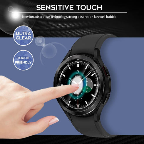 Orzero 3 Pack Tempered Glass Screen Protector for Samsung Galaxy Watch 4 Classic 46mm, 2.5D Arc Edges