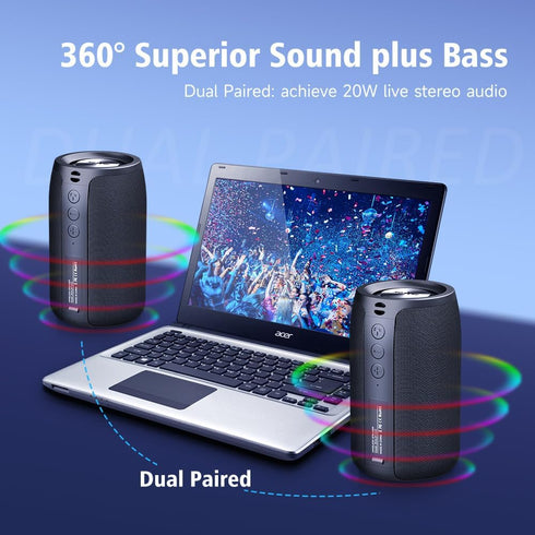 ZEALOT Portable Bluetooth Speakers, Wireless S32 Small Outdoor Speaker, Waterproof IPX5, Black
