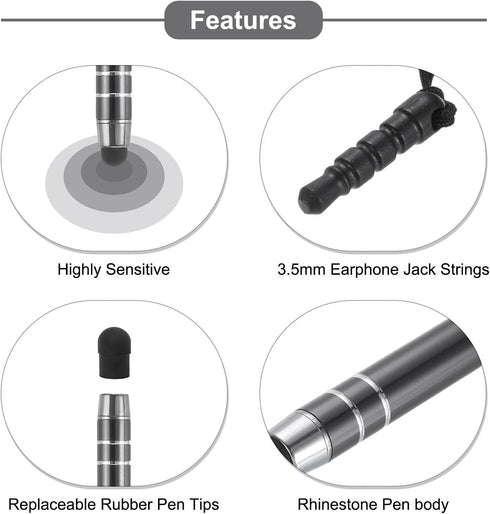 MECCANIXITY 3pcs Metal Touch Screen Pen, Metallic Stylus Pen Retractable Aluminum Alloy Mini Capacitive Pens Universal,