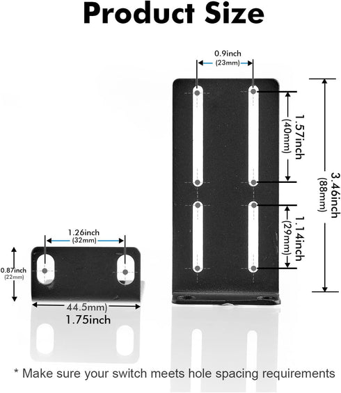 MokerLink Adjustable Rack Mount Ear for 17.3 inch Switches, Compatible for HP/HPE/ProCurve/Aruba/OfficeConnect Network Switch by MokerLink