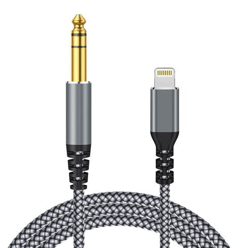Lightning to 6.35mm 1/4" TRS Audio Stereo Cable, 4FT MFi Certified Male Adapter for i-Phone 14/13/12/Pro Max, Mixer,