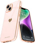 Teageo iPhone 14 Case for Women, Cute Love Heart Luxury Electroplate Plating Soft Bling Back Cover - Light Pink