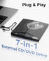 Alphami 7-in-1 2 3.0 External CD/DVD Drive for Laptop, External DVD Drive with USB Ports, External DVD Burner