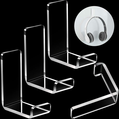 4 Pieces Headphone Hanger Hook, Headset Holders Wall Mount with Adhesive Glues for General Purpose Game Headphones