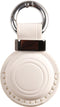 Genuine Leather Airtag Holder, Suitable for Apple Airtag Keychain with Stainless Steel Ring Lock - White V2.0