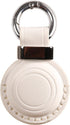 Genuine Leather Airtag Holder, Suitable for Apple Airtag Keychain with Stainless Steel Ring Lock - White V2.0