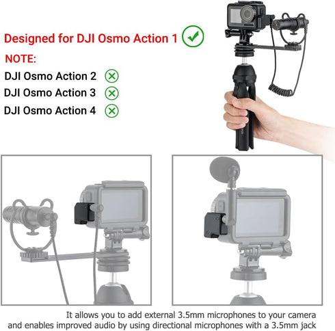 JJC Dual USB-C 3.5mm Mic Adapter for DJI Osmo Action 1 - Not Compatible with DJI Osmo Action 2 3 4, Audio Adapter