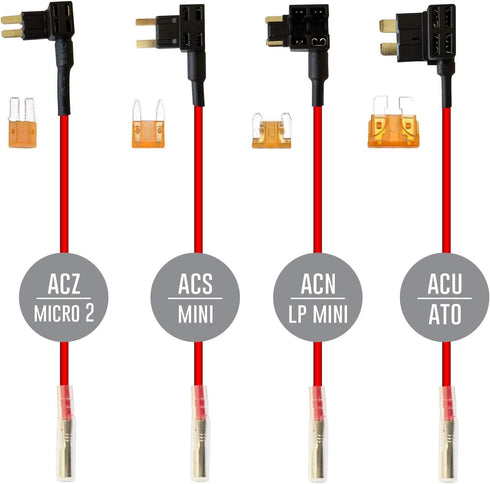 NUNET 15ft MicroUSB & MiniUSB Hardwire Kit with Mini/LP Mini/ATO/Micro2 Fuse, Battery Drain Protection