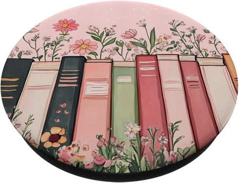 SAVARLO Pink Book Theme Floral Girly Book Lover Flowers PopSockets Adhesive PopGrip