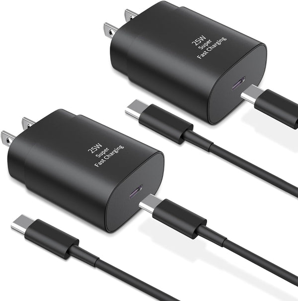 Type C Charger Fast Charging, 2Pack 25W Super Fast USB C Charger Block with 6Ft Cable for Samsung Galaxy and iPhone 15