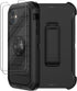 iPhone 12/12 Pro Case - Heavy Duty Rugged Cover with Belt Clip Holster & 2X Screen Protector (Black B)