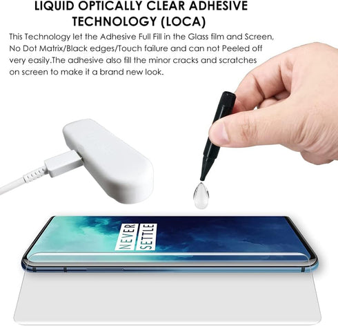 [3 Pack OnePlus 7 / 7T Screen Protector, Tempered Glass UV Set, Full Transparency, Scratch Repair, Sensitive Touch,
