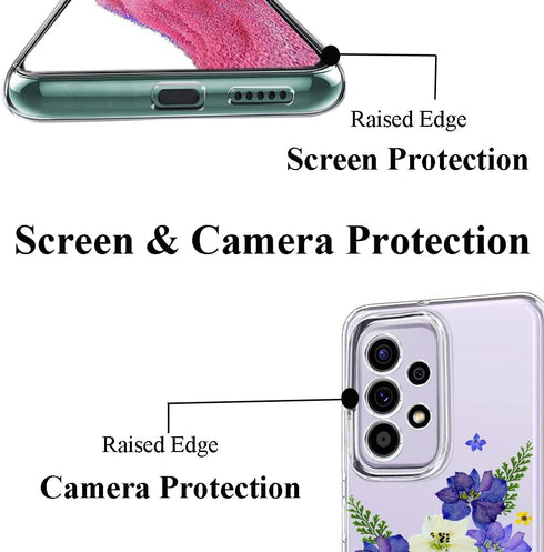 Unov Clear Case for Galaxy A53 5G, Soft TPU Shock Absorption Slim Embossed Pattern Protective Back Cover (Very Peri