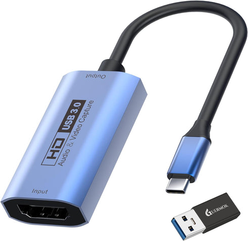 Guermok Video Capture Card, USB3.0 HDMI to USB-C Capture Device, Stream & Record