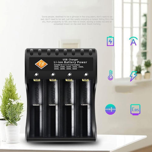 18650 Battery Cell Charger USB Charging Head, 4-Slot Universal Lithium-ion Fast Charger, Intelligent and Automatic