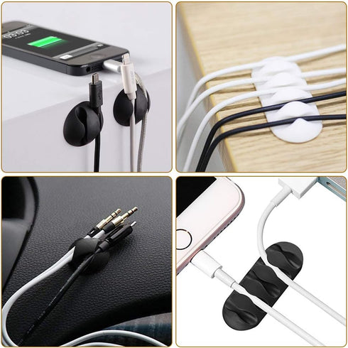 24 Pieces Adhesive Cable Clips Viaky Wire Management Desk Cable Organizer Cord Clips, Black and White - Home, Office,