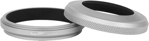 Haoge LH-X51W Ultra-Thin 2in1 All Metal Lens Hood with Adapter Ring Set for Fuji X100VI X100V Camera - Silver