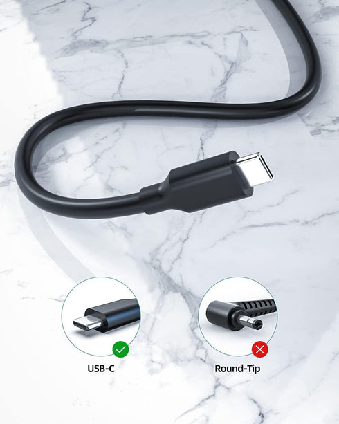Fast Charger for Asus Chromebook Laptop - USB C Power Connector, 45W Portable Design, Safety Certified, 7.5FT Cable