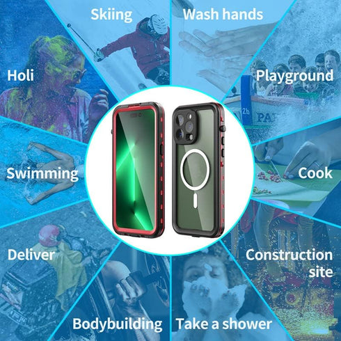 Waterproof Case for iPhone 14 Pro Max, Fully Sealed IP68 Shockproof Dustproof, Built-in Screen Protector, Clear Cover