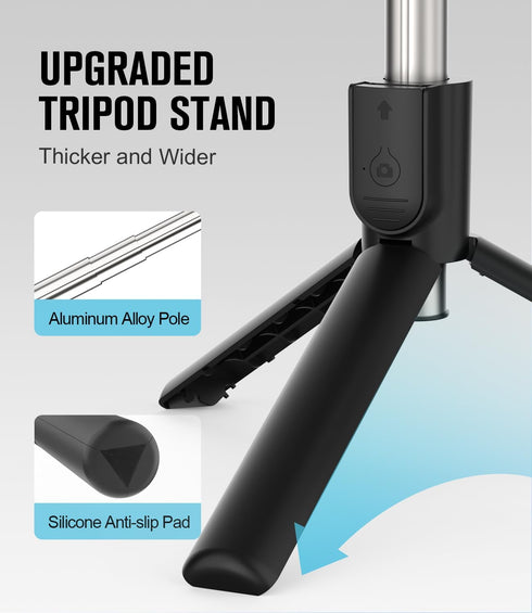 MOLEKSDAL 37-inch 360 Tripod & Telescopic Selfie StickFeatures Wireless Remote Control and Rotation, Ideal for Travel