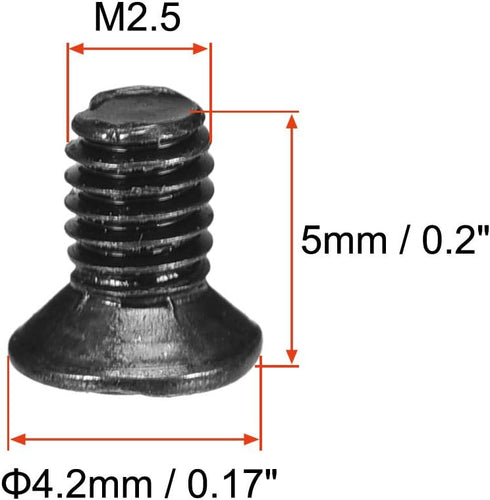 uxcell Black Phillips Screw Fasteners M2.5 x 5mm for Laptop PC TV Fan Switch, 500pcs