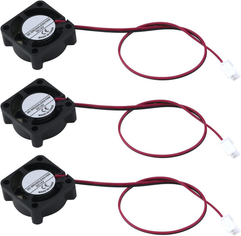 Antrader 3-Pack 12V 0.1A 2Pin Mini Brushless Cooling Fan - 25mm x 25mm x 10mm