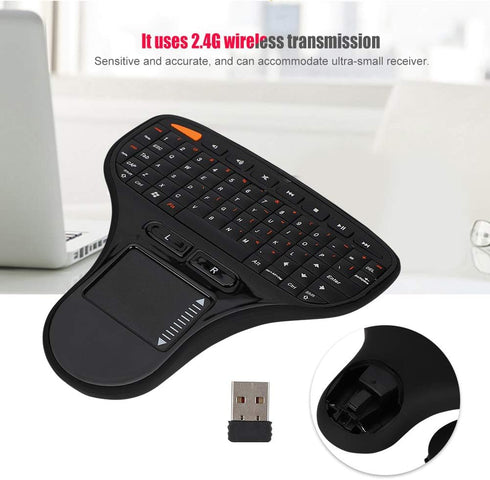 Hilitand 2 in 1 Multimedia Keyboard with Trackball Mouse and Touchpad, Mini QWERTY Keyboard for TV Box, Laptop, Computer