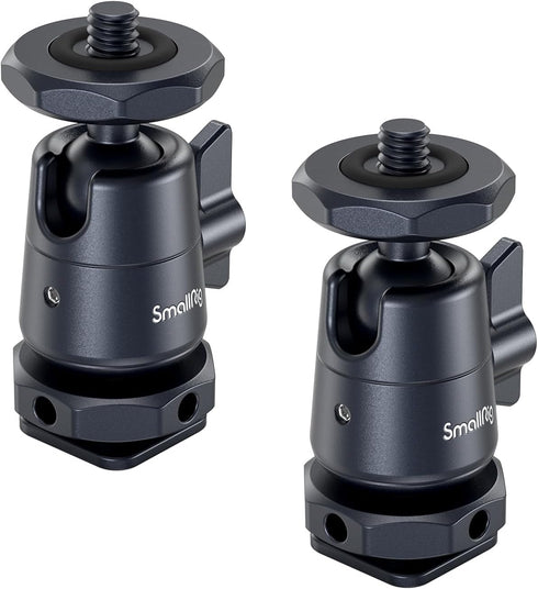 SmallRig Mini Ball Head (2 Pack) with 1/4" Screw, Removable Shoe Mount, 360 Degree Rotatable Aluminum Tripod Head